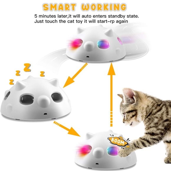 360°Self Rolling Feather Robotic Cat Toy for Indoor Cats - Picture 5 of 8